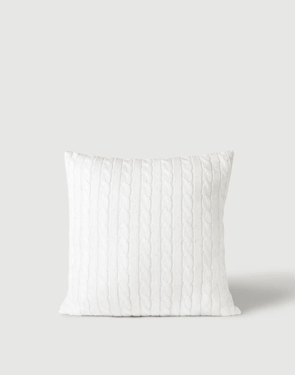 Dazzling cables knit cushion White Lifestyle - Brunello Cucinelli