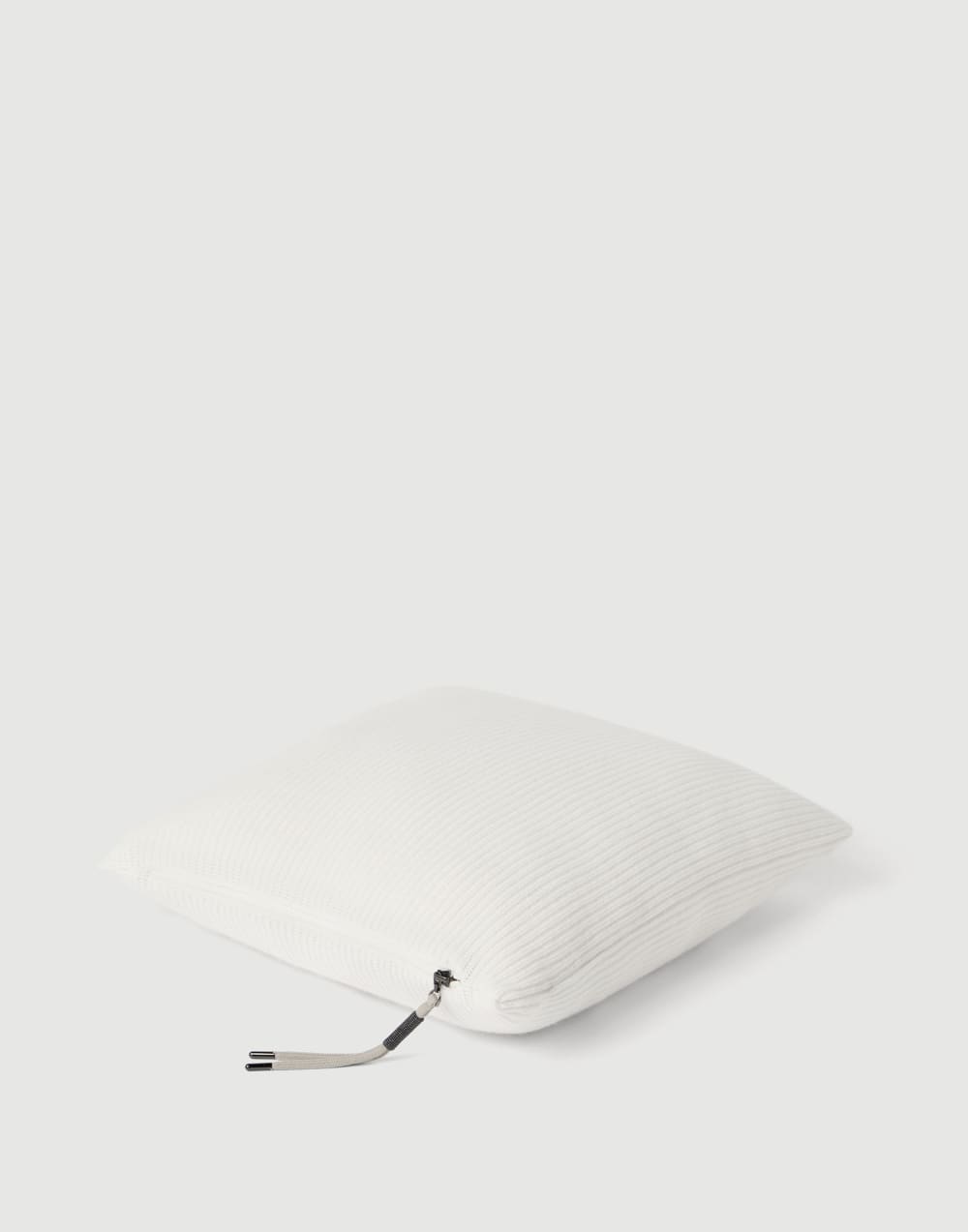 Shiny Zipper Pull knit cushion White Lifestyle - Brunello Cucinelli