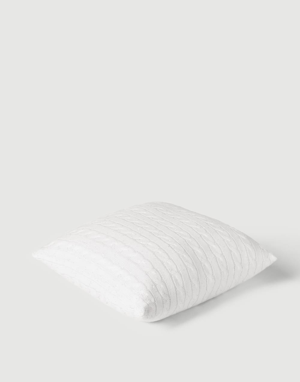 Dazzling cables knit cushion White Lifestyle - Brunello Cucinelli