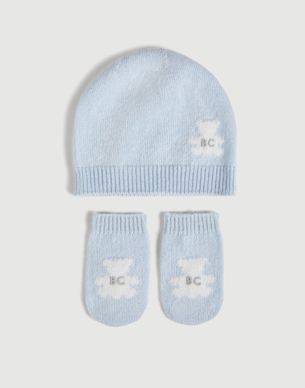Baby Bernie beanie, gloves and socks set Sky Blue Baby - Brunello Cucinelli