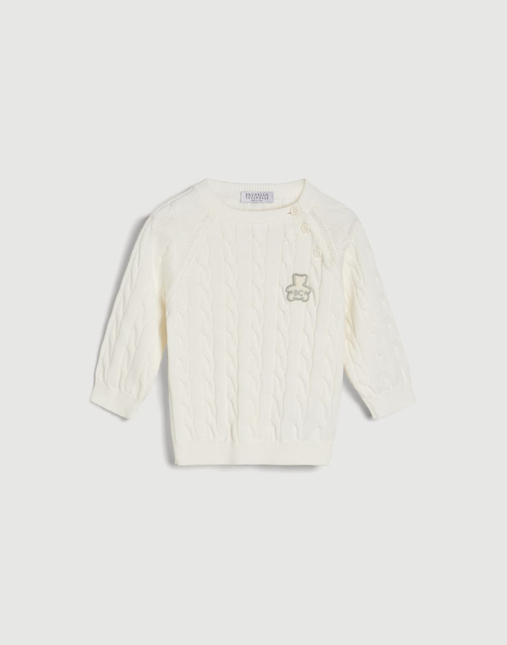 Cotton cable knit Baby Bernie sweater Panama Baby - Brunello Cucinelli