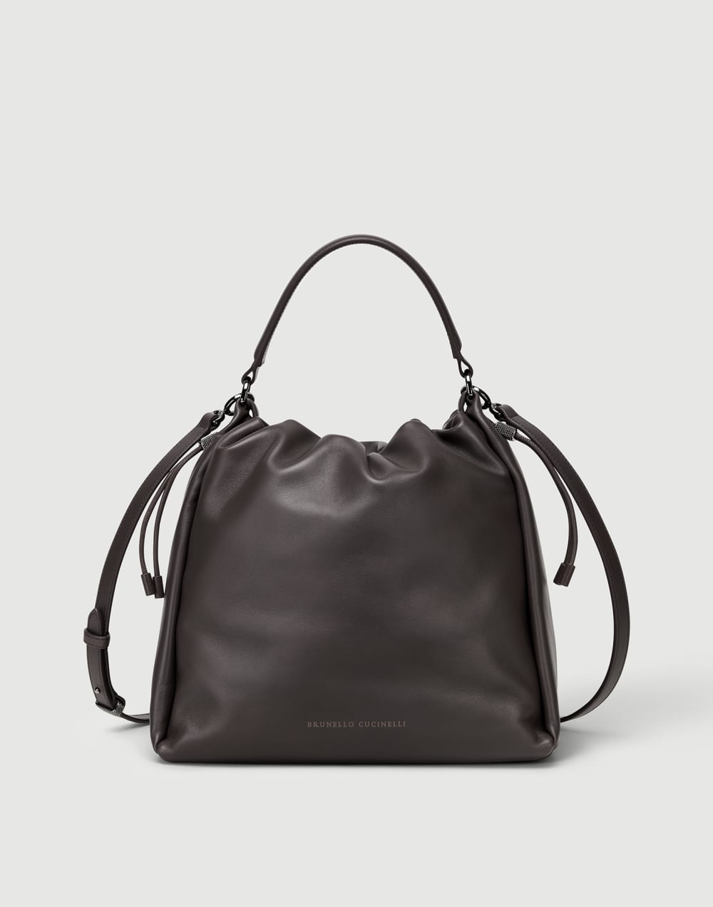 Soft leather Mellow Bucket bag Brown Woman - Brunello Cucinelli