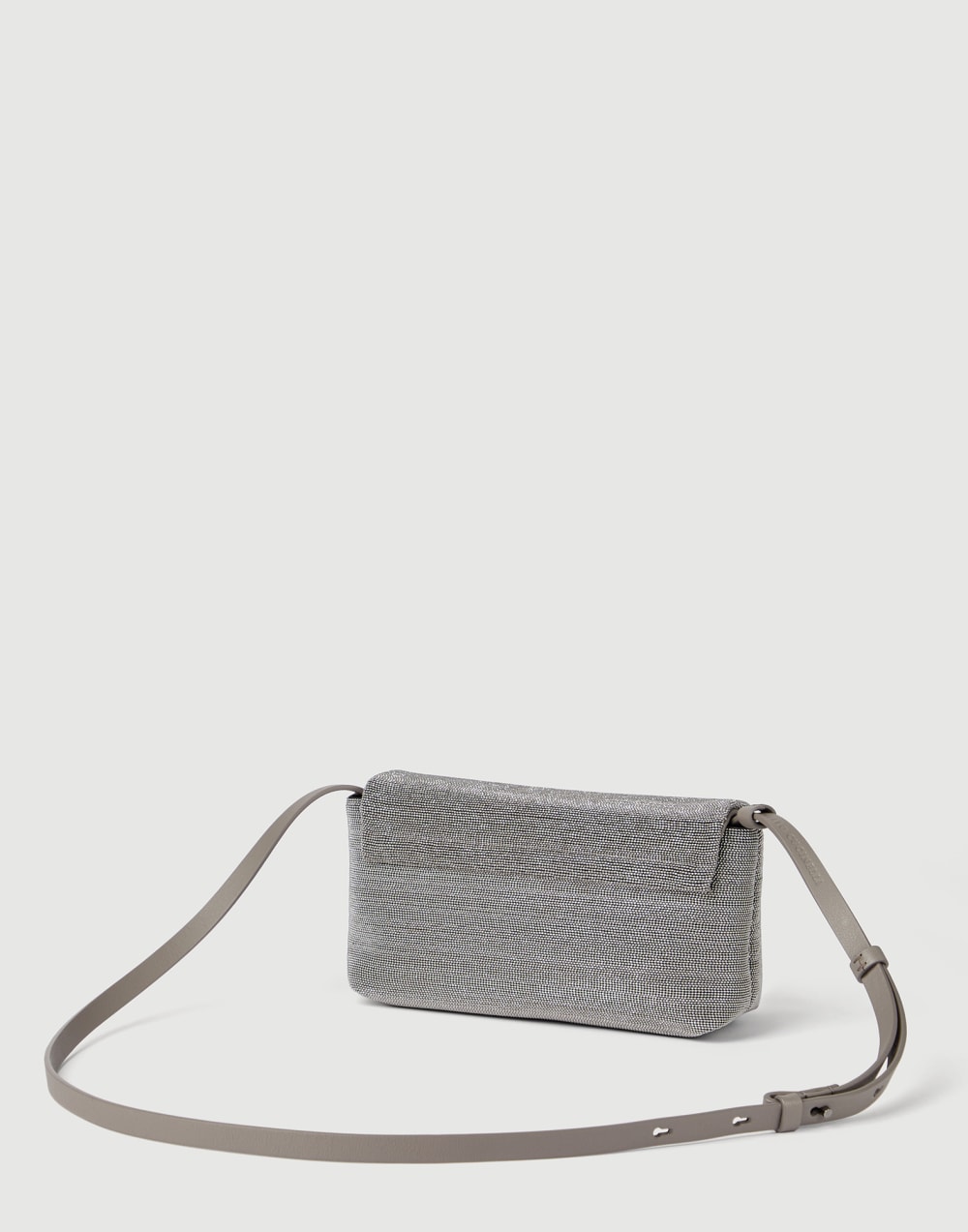Precious flap bag in grained leather Lignite Grey Woman - Brunello Cucinelli
