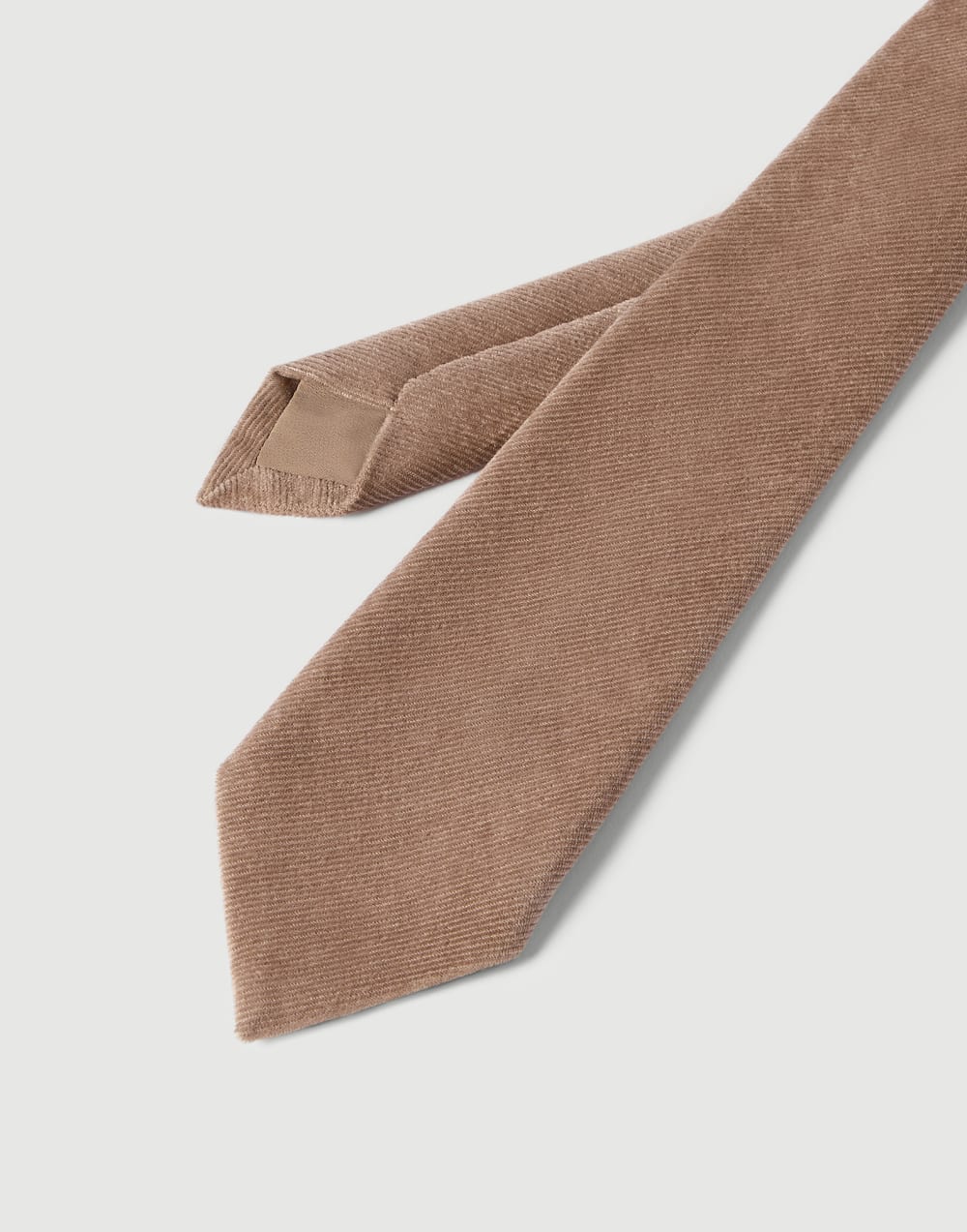 Corbata de terciopelo acanalado Fluid Capuchino Mujer - Brunello Cucinelli