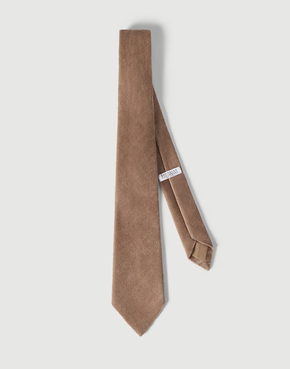 Corbata de terciopelo acanalado Fluid Capuchino Mujer - Brunello Cucinelli