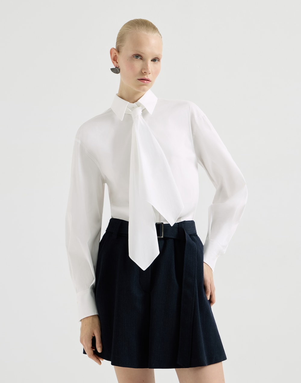 Camicia con cravatta e monile Bianco Donna - Brunello Cucinelli