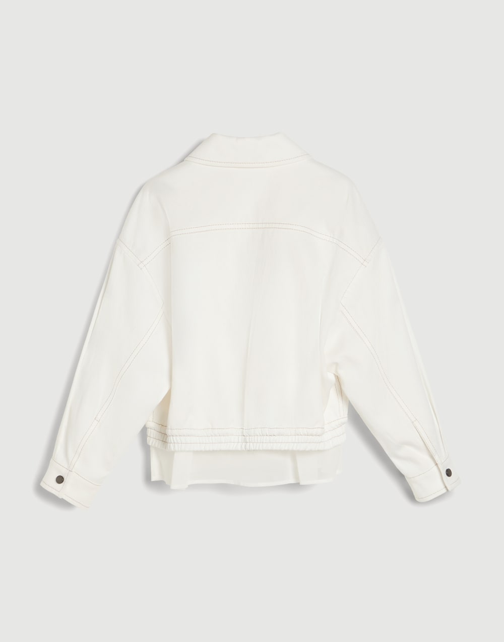 镶珠装饰假两件短夹克 白色 女童 - Brunello Cucinelli