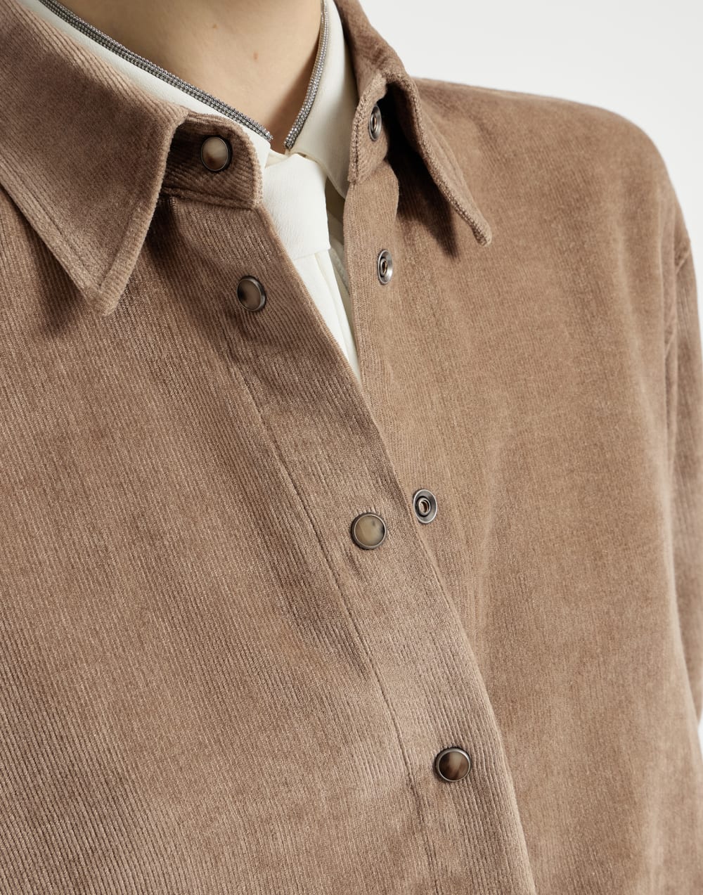 Bluse aus Fluid-Cordsamt Cappuccino Damen - Brunello Cucinelli