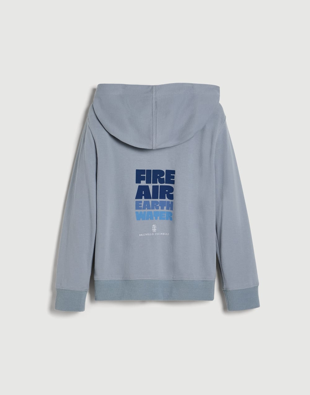 印花装饰连帽拉链运动衫 蓝灰 男童 - Brunello Cucinelli