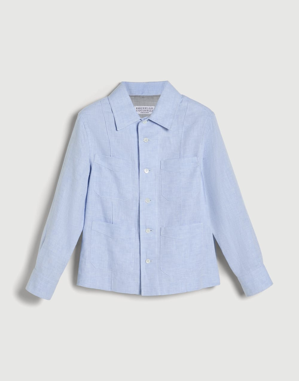 Diagonal guayabera Azure Boys - Brunello Cucinelli