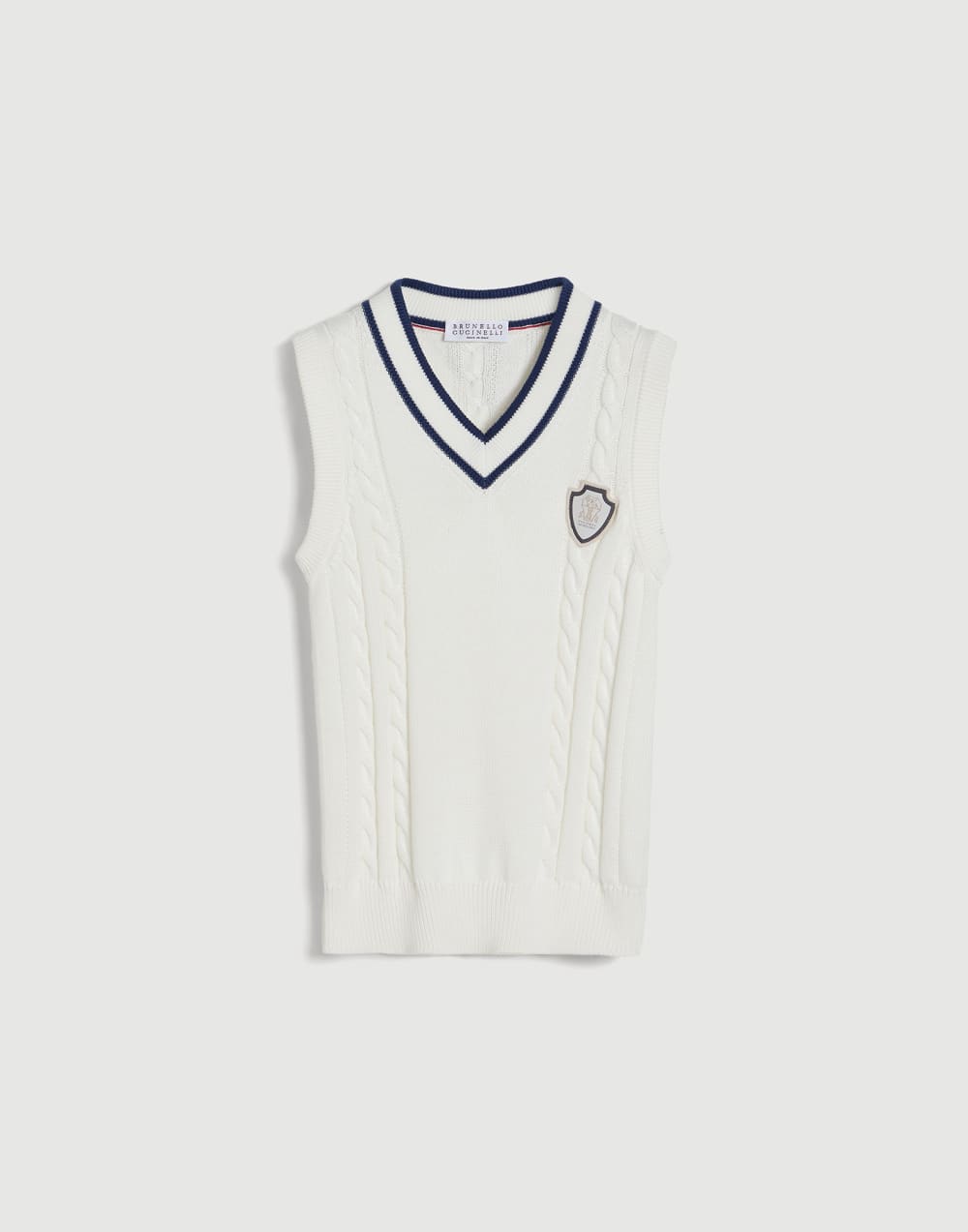 纯棉编织背心 巴拿马色 男童 - Brunello Cucinelli