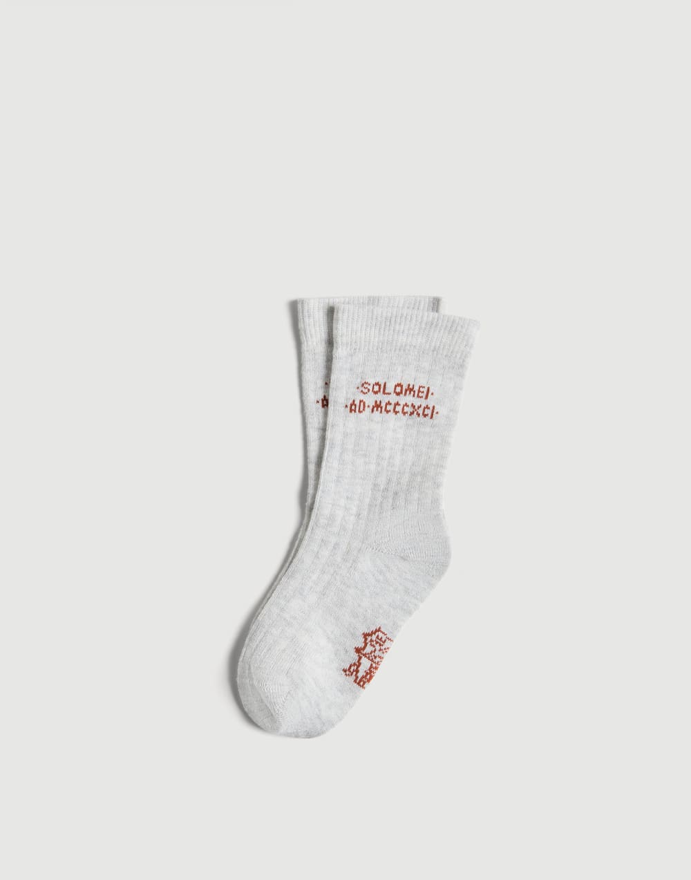 Cotton knit socks with intarsia Grey Boys - Brunello Cucinelli