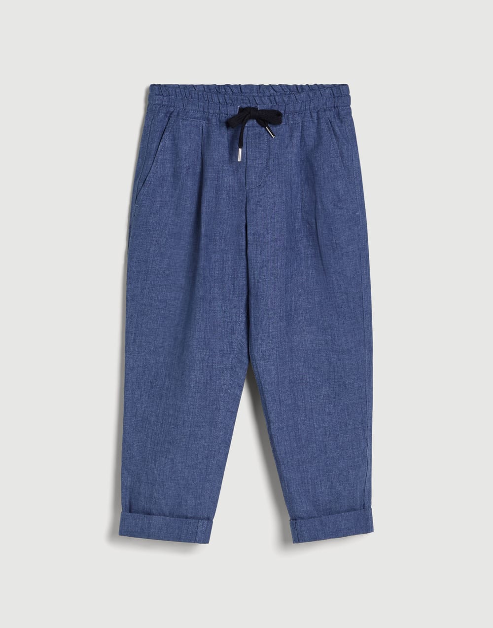 Hose mit Tunnelzug und Bundfalten Jeansblau Jungen - Brunello Cucinelli