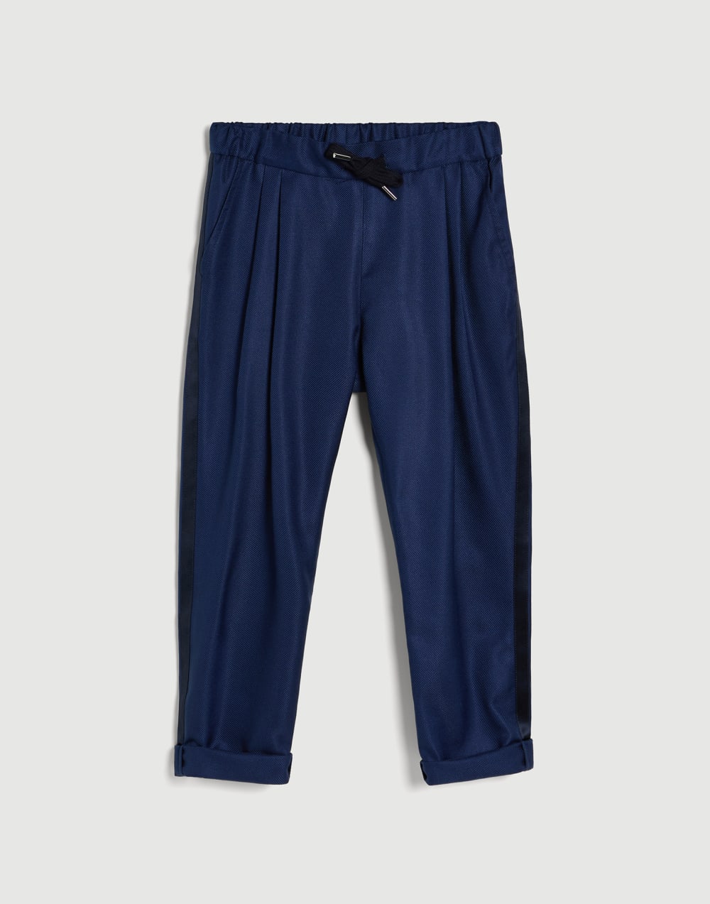 Tuxedo trousers with drawstring and double pleats Royale Blue Boys - Brunello Cucinelli