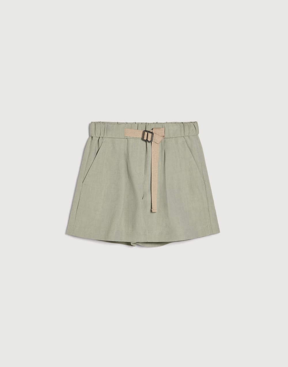 Fluid twill shorts with belt Sage Girls - Brunello Cucinelli