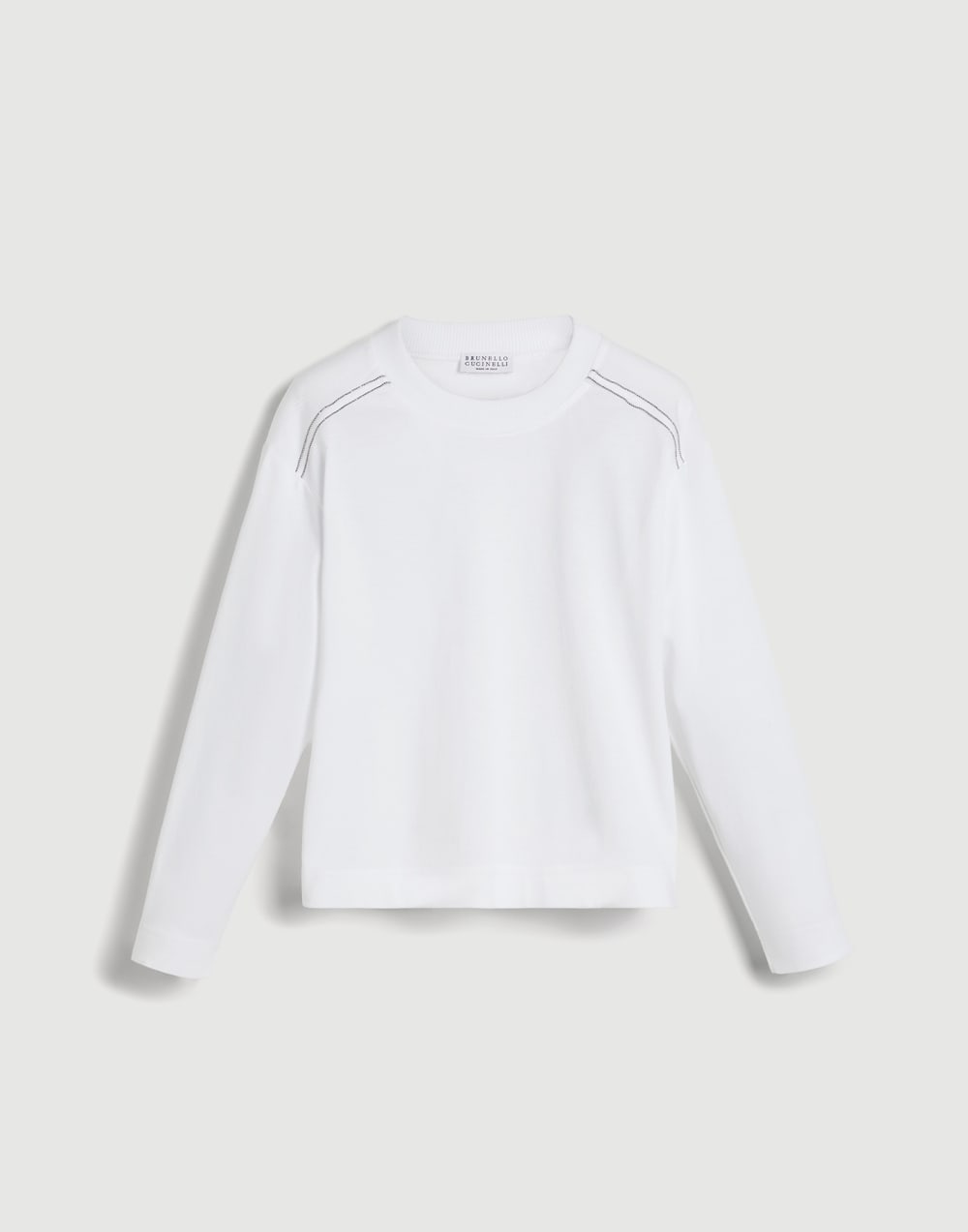 Long sleeve T-Shirt with monili White Girls - Brunello Cucinelli