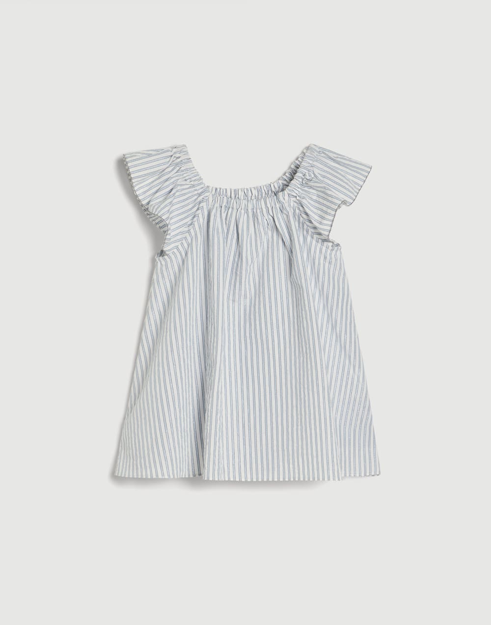 Sparkling striped cotton top with monili Sky Blue Girls - Brunello Cucinelli