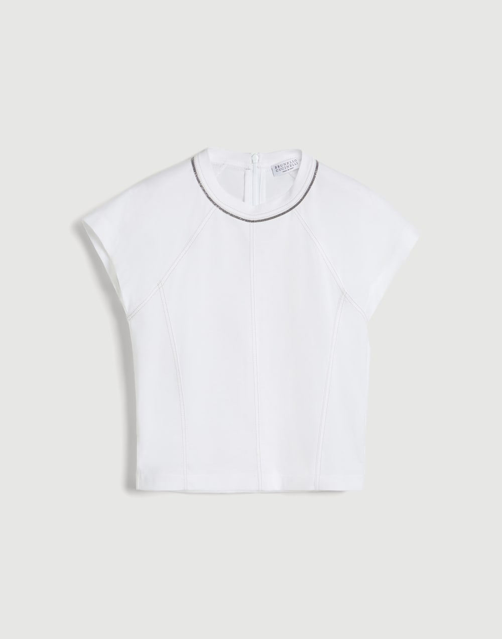 镶珠装饰棉质汗布 T 恤 白色 女童 - Brunello Cucinelli