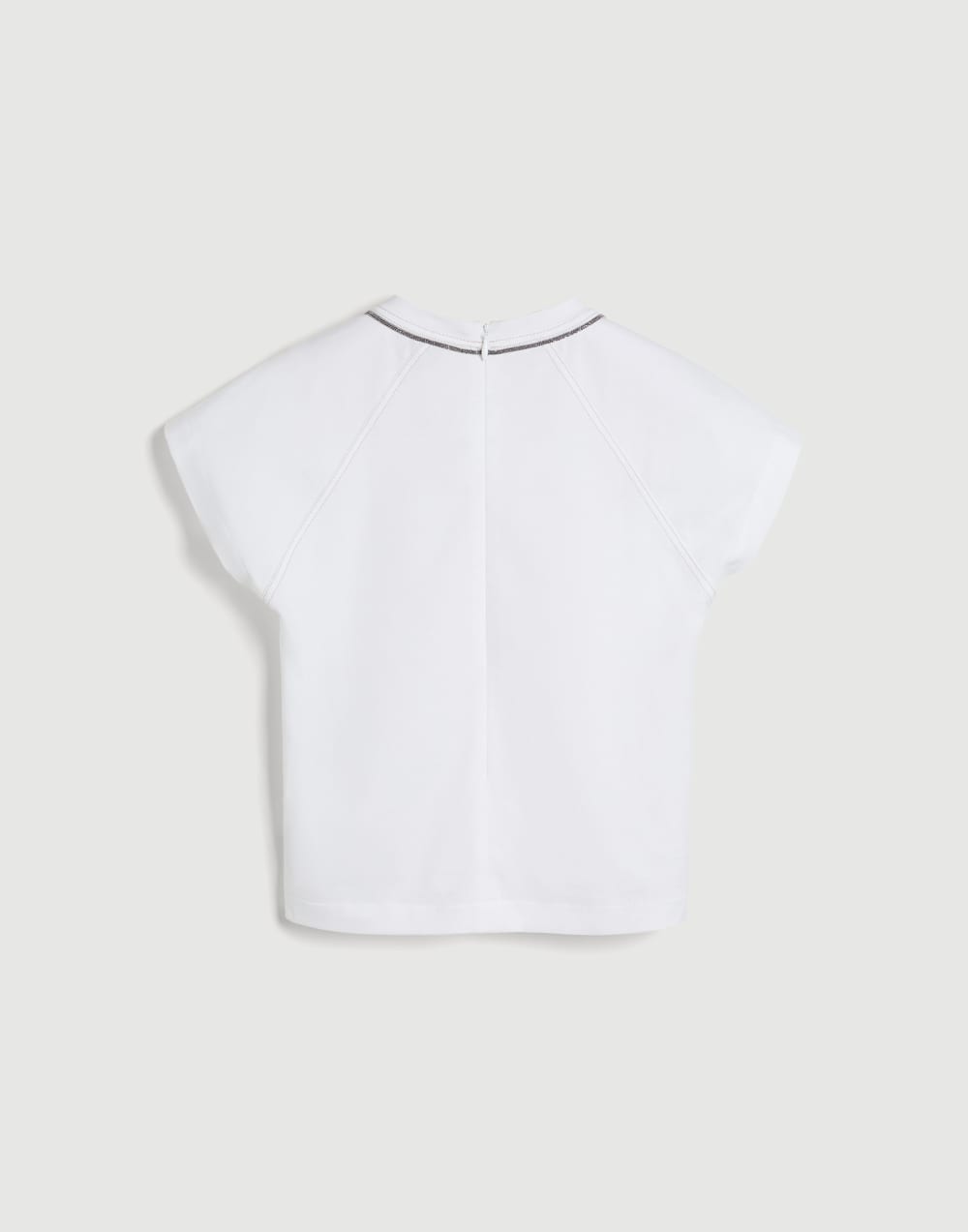 镶珠装饰棉质汗布 T 恤 白色 女童 - Brunello Cucinelli