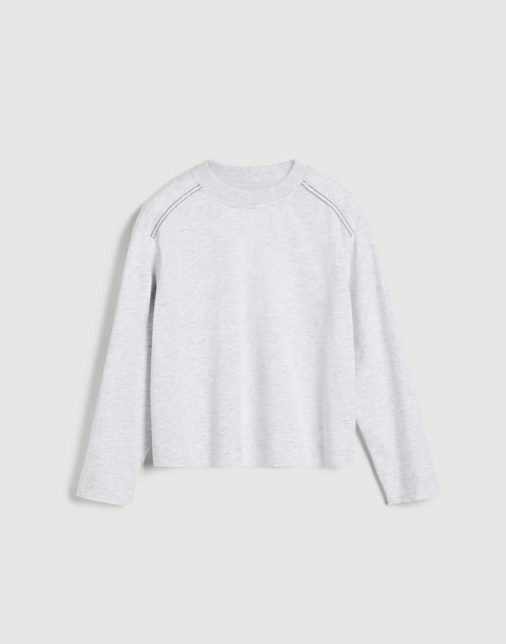 Long sleeve T-Shirt with monili Light Grey Girls - Brunello Cucinelli