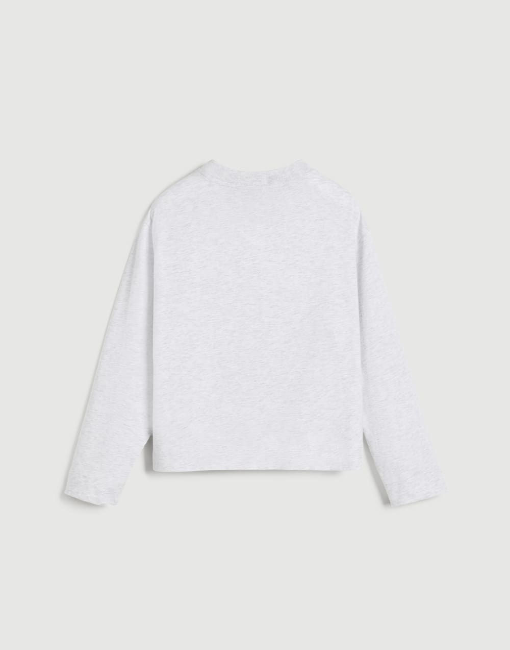 Long sleeve T-Shirt with monili Light Grey Girls - Brunello Cucinelli