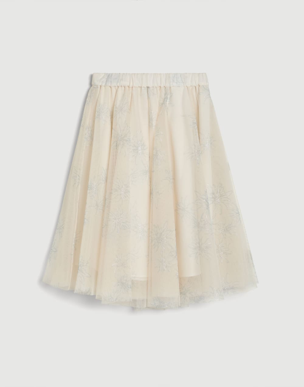 Sparkling daisy print tulle skirt Natural Girls - Brunello Cucinelli