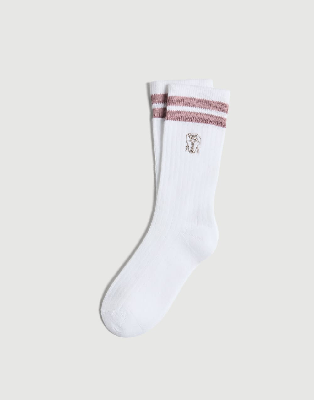 Cotton knit socks with logo Pink Girls - Brunello Cucinelli