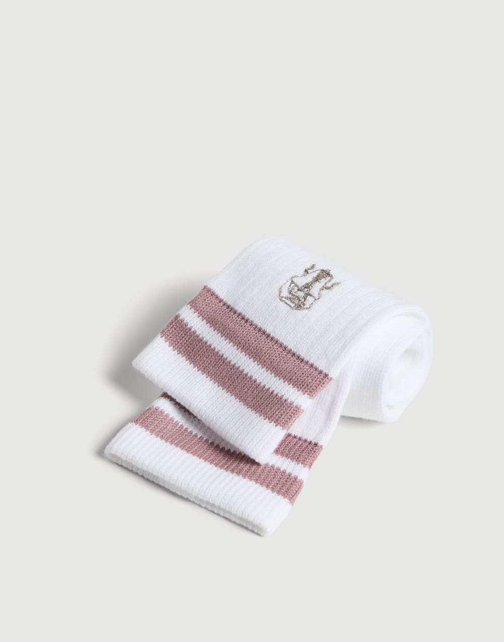 Cotton knit socks with logo Pink Girls - Brunello Cucinelli