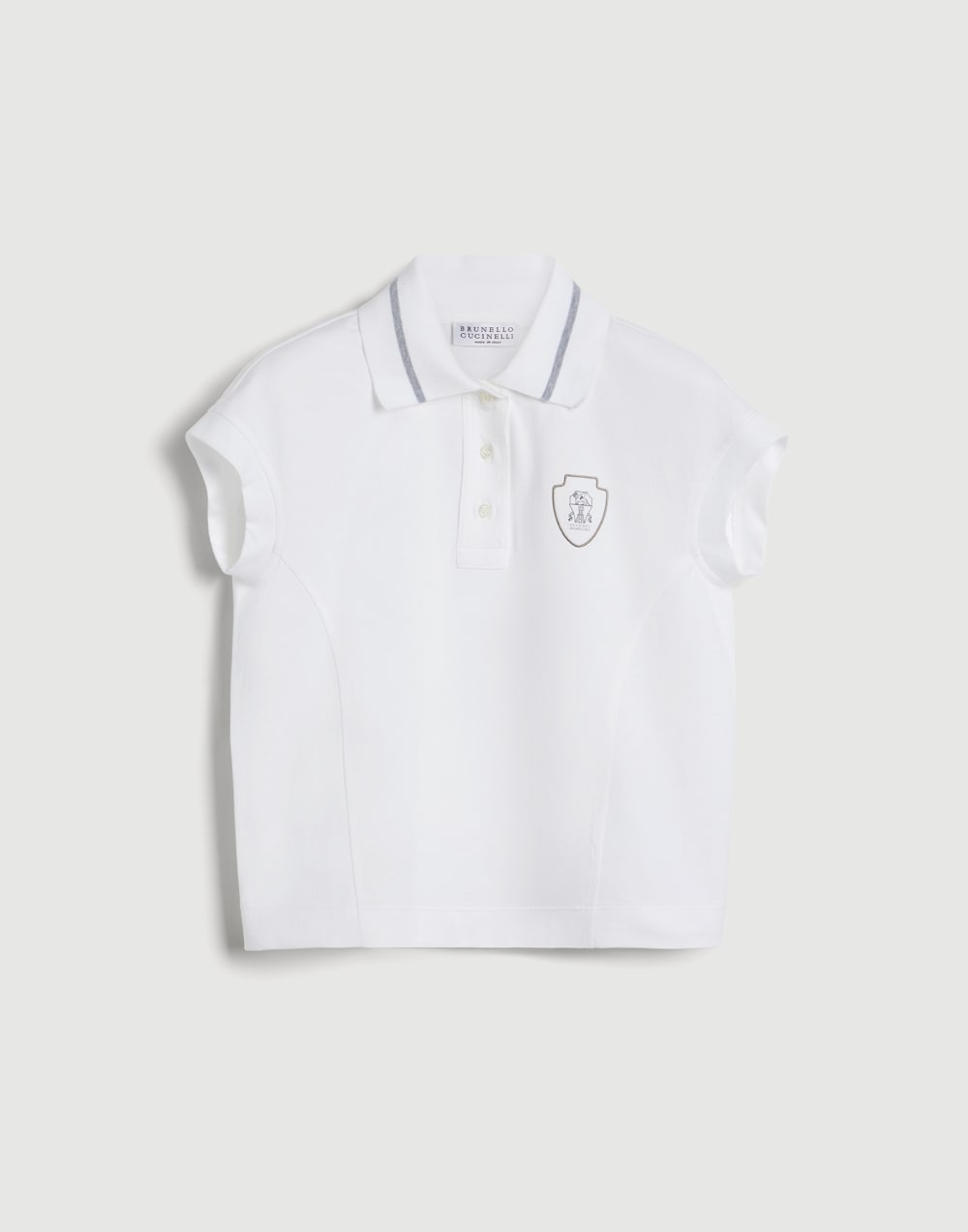 Cotton jersey polo shirt with logo White Girls - Brunello Cucinelli