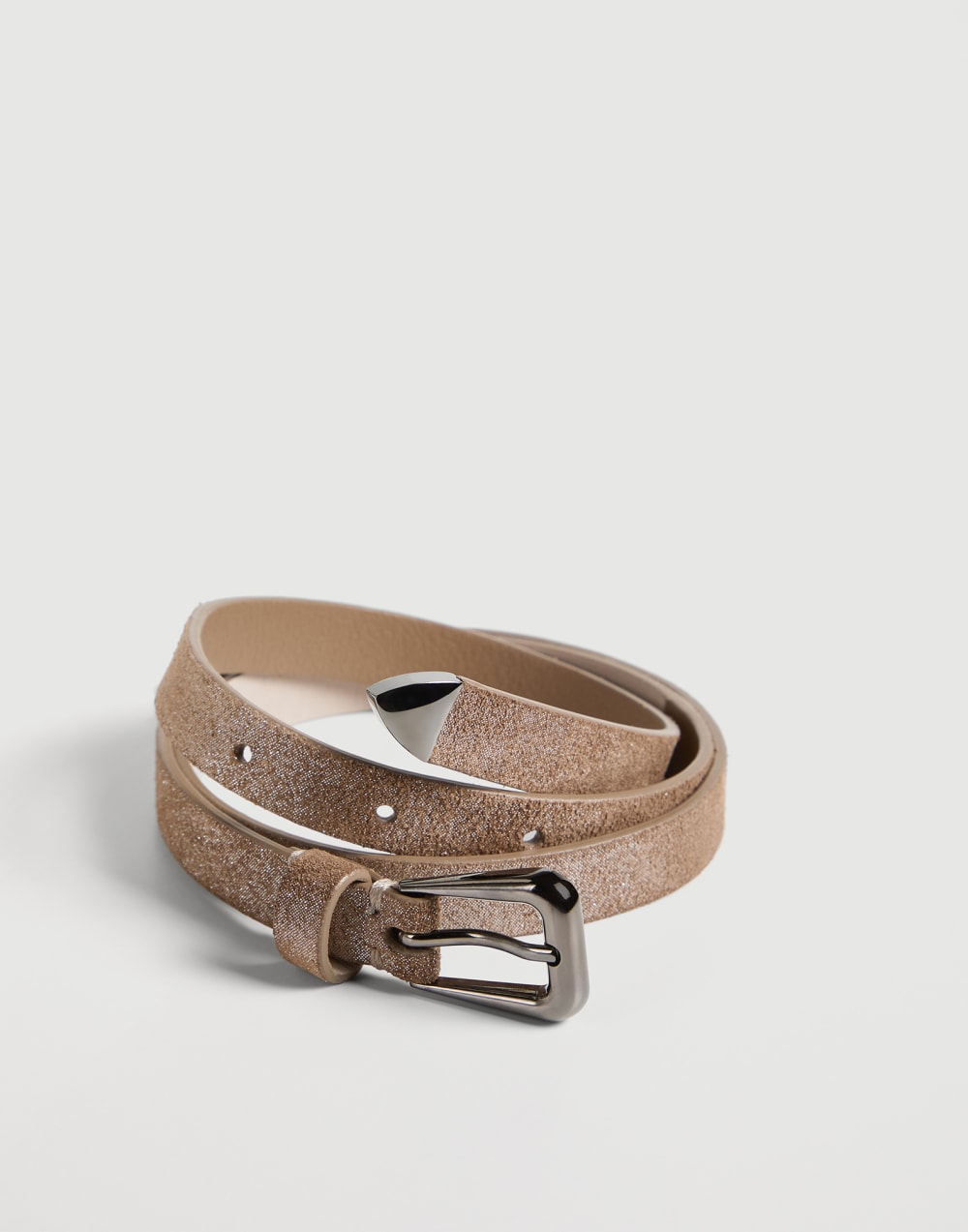 Lamé suede belt Light Brown Girls - Brunello Cucinelli