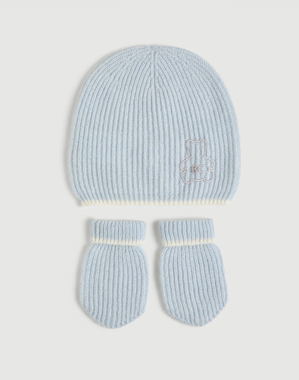 Baby Bernie beanie, gloves and socks set Sky Blue Baby - Brunello Cucinelli