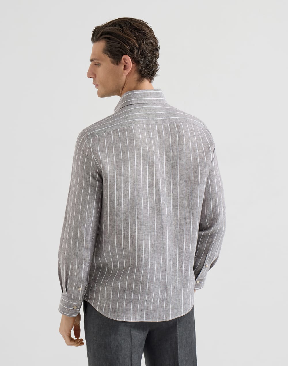 Chalk stripe shirt Hazelnut Man - Brunello Cucinelli