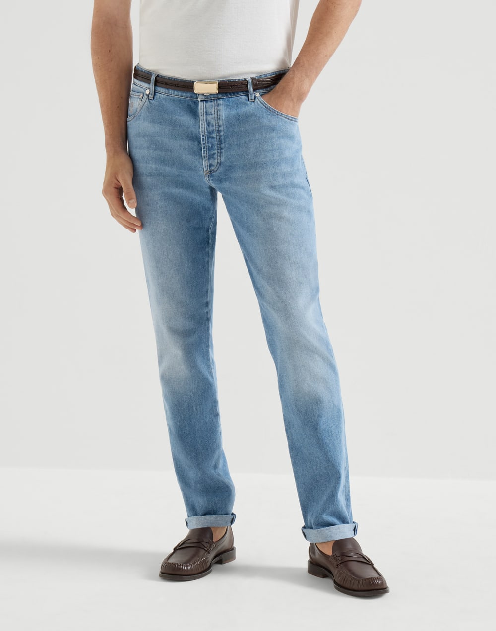 Hose aus Komfort-Denim Helles Jeansblau Herren - Brunello Cucinelli