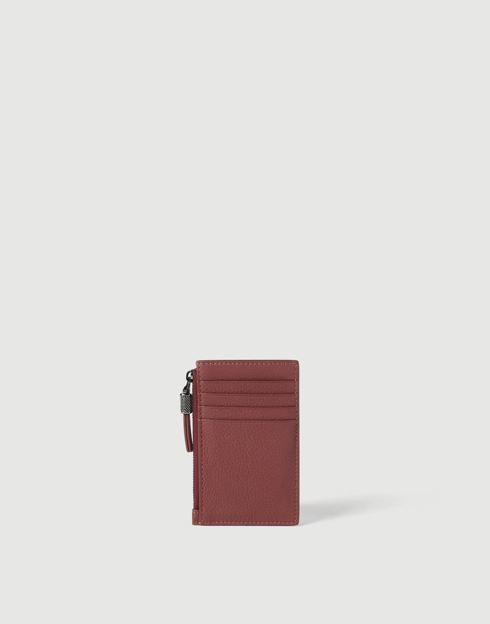 Calfskin card case with monili Firebrick Woman - Brunello Cucinelli