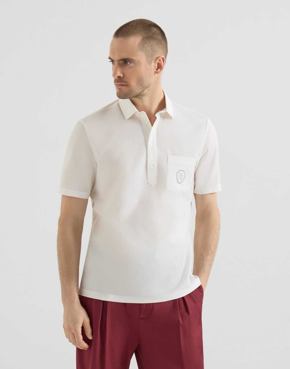 Polo with pocket and logo Panama Man - Brunello Cucinelli