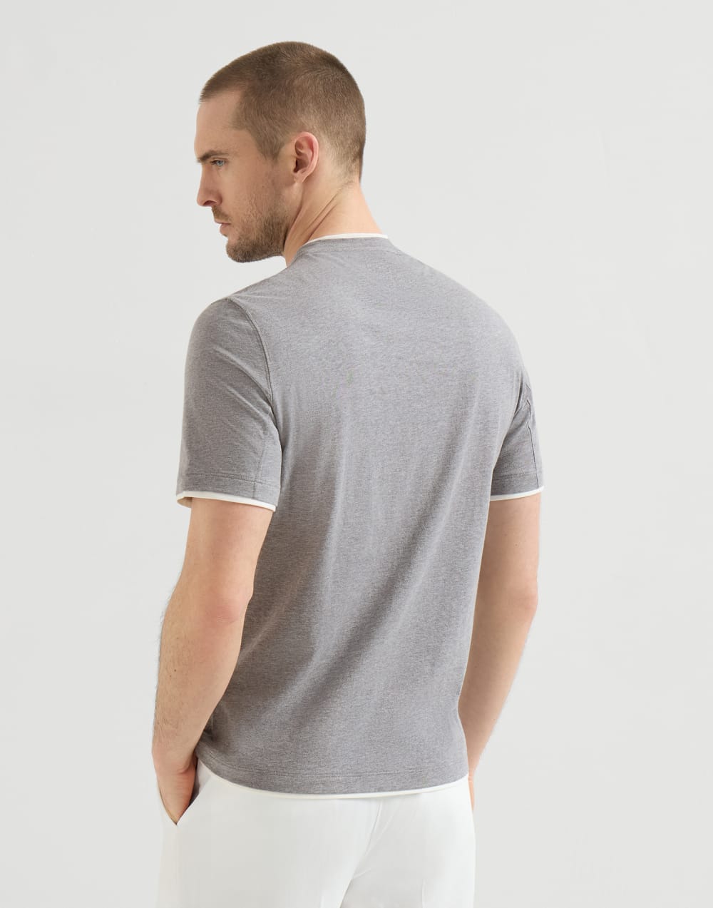 T-shirt with faux-layering Grey Man - Brunello Cucinelli