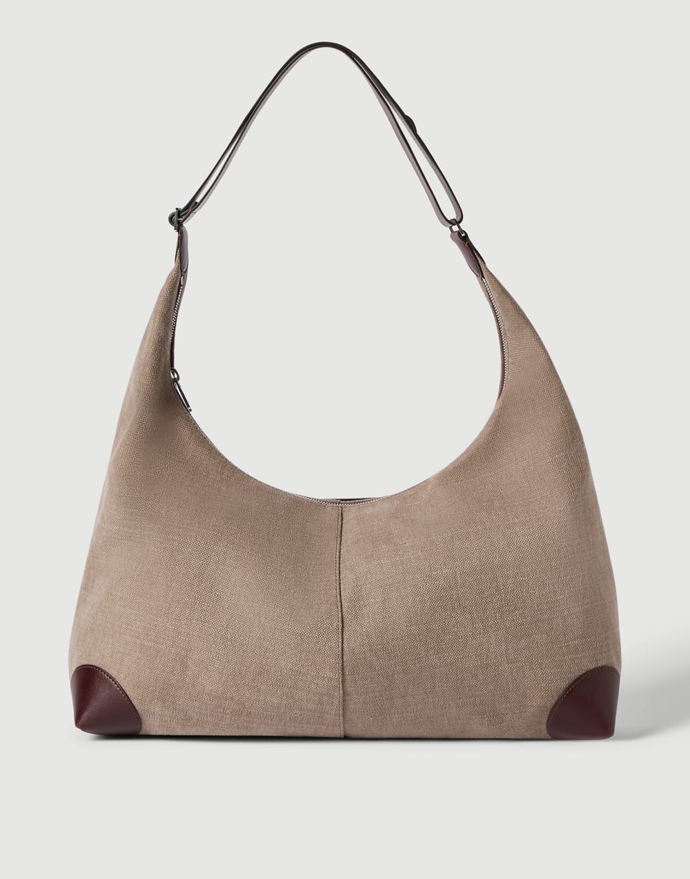 Canvas and calfskin messenger bag Leather Man - Brunello Cucinelli