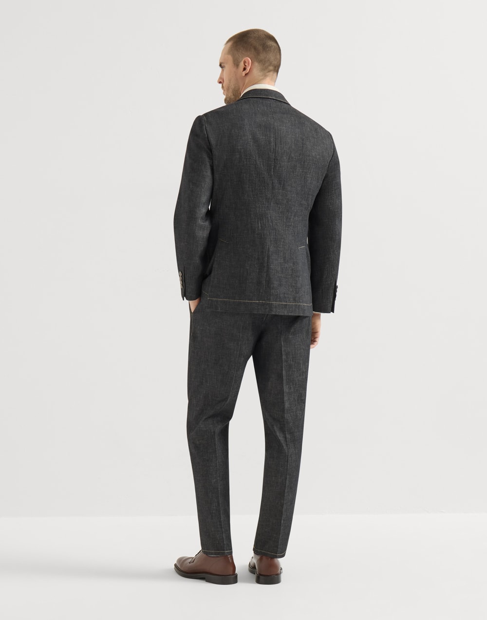 Lightweight denim Tailor suit Dark Grey Man - Brunello Cucinelli