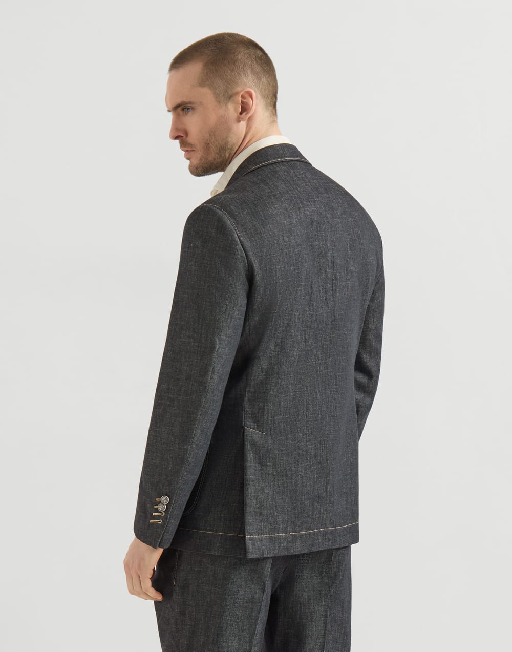 No-fade denim deconstructed blazer Dark Grey Man - Brunello Cucinelli