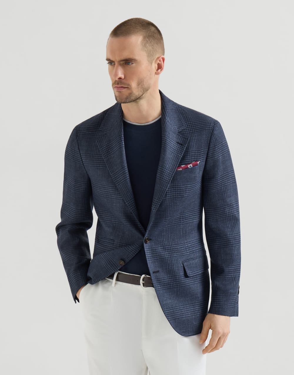 Prince of Wales deconstructed blazer Denim Man - Brunello Cucinelli