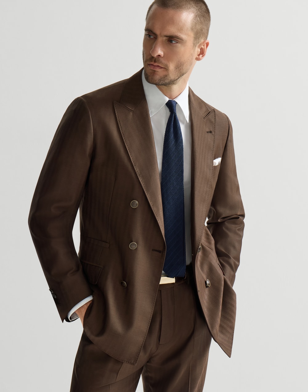Deconstructed blazer Brown Man - Brunello Cucinelli