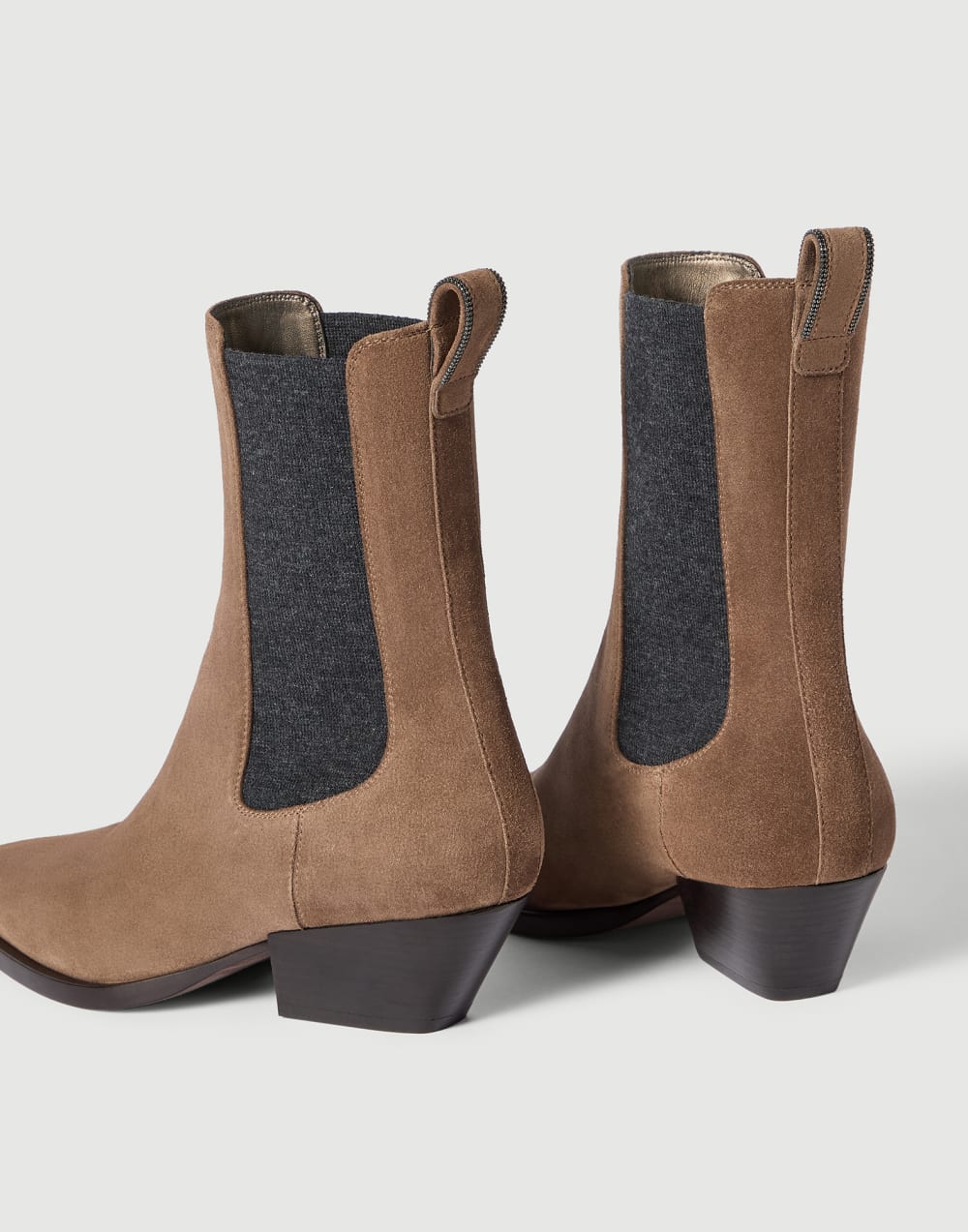 Botines Chelsea de piel de ante Caramelo Mujer - Brunello Cucinelli