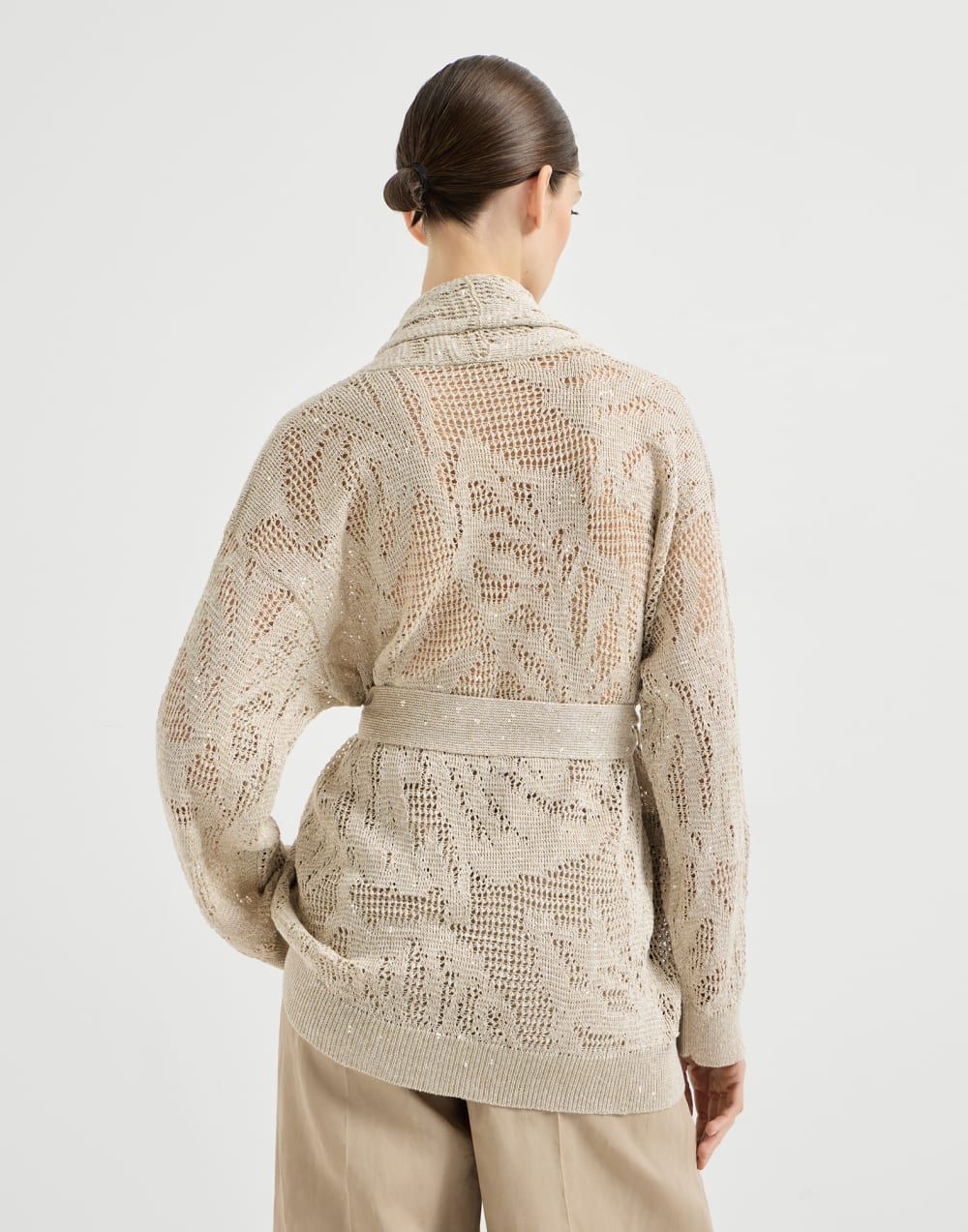 Dazzling Water Lillies-Cardigan Beige Damen - Brunello Cucinelli