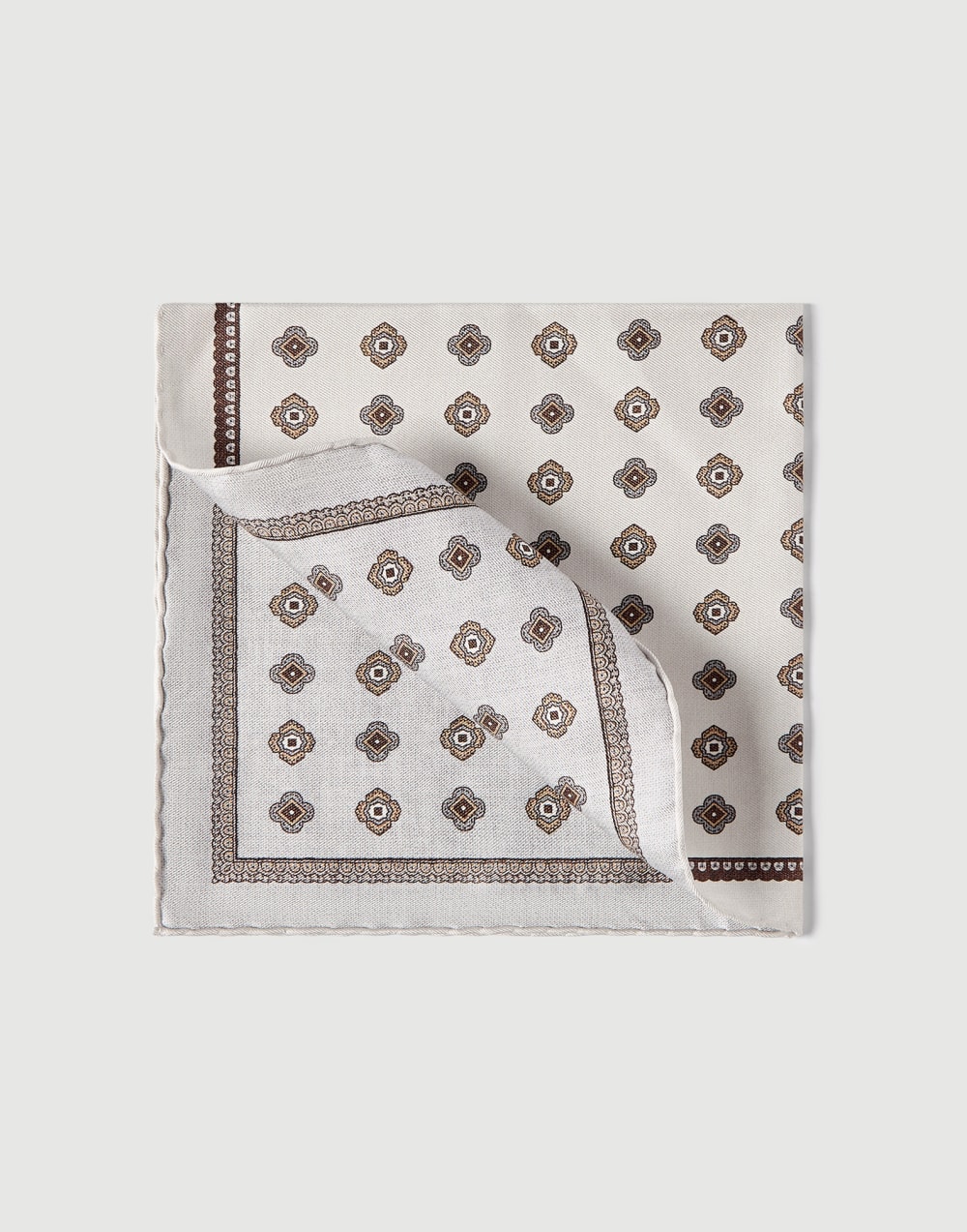 Silk pocket square with pattern White Man - Brunello Cucinelli