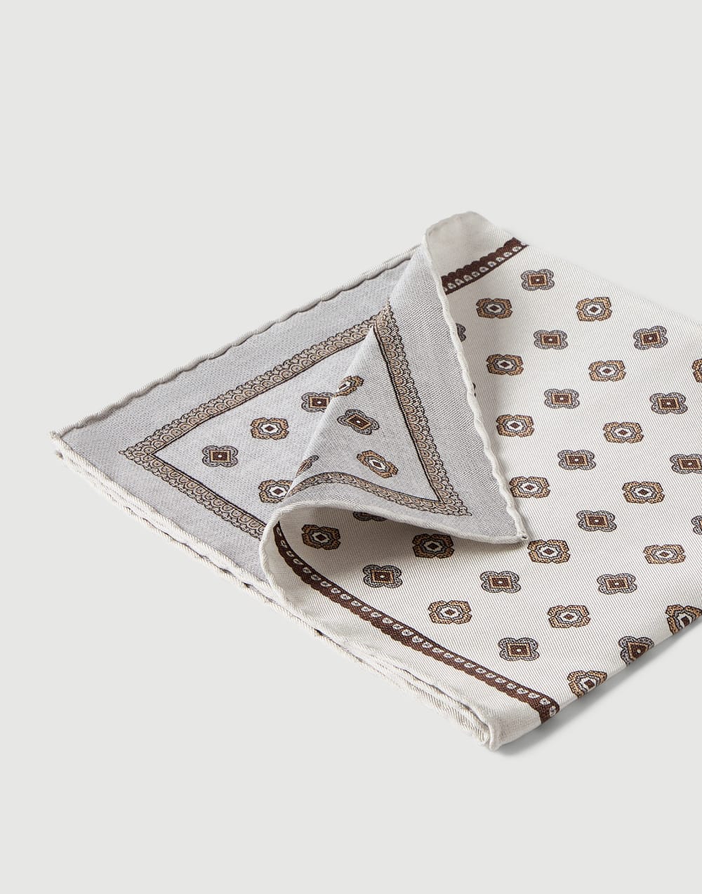 Silk pocket square with pattern White Man - Brunello Cucinelli