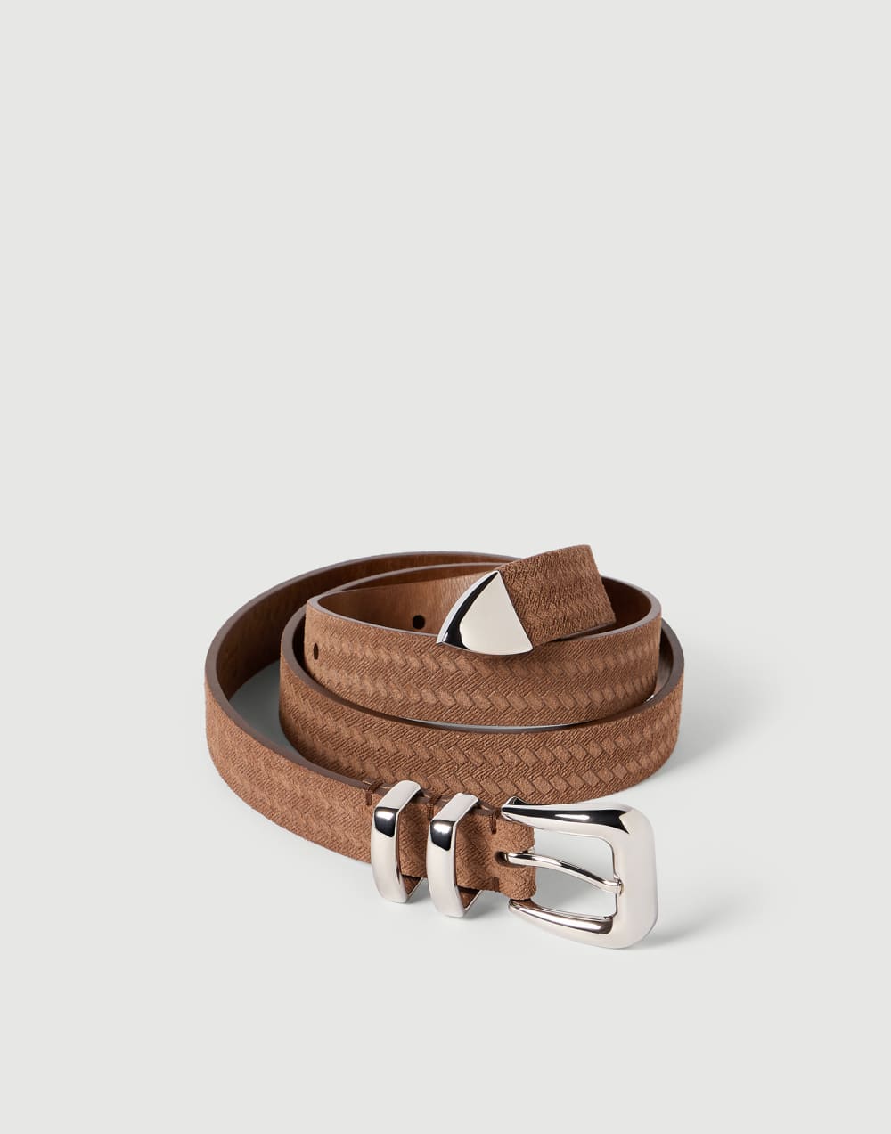 Reversed calfskin belt Hazelnut Man - Brunello Cucinelli