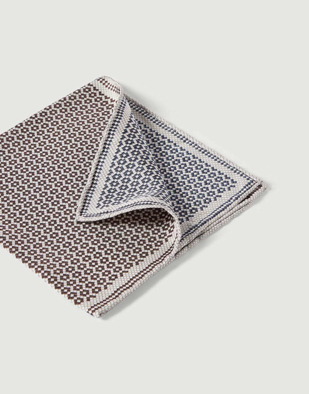 Silk pocket square with pattern Brown Man - Brunello Cucinelli
