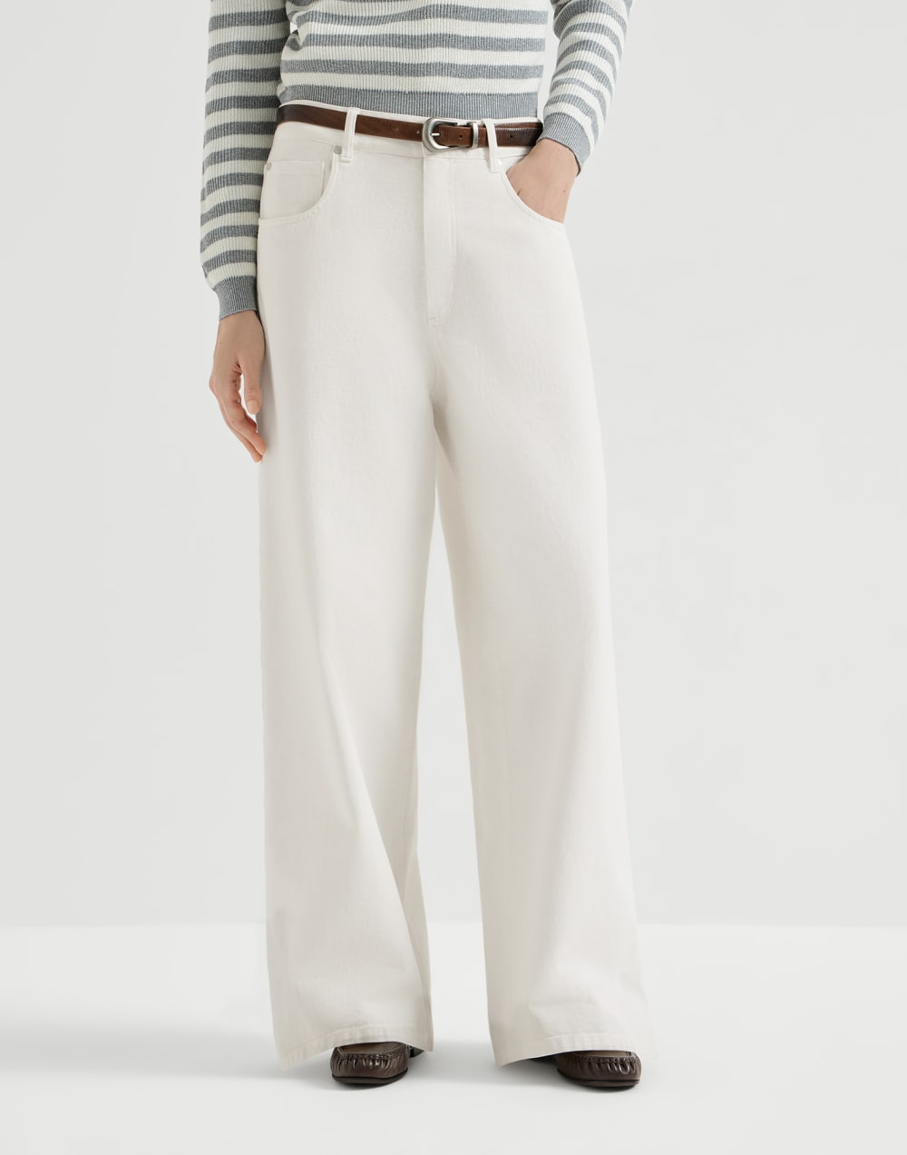 Relaxed trousers with monili Panama Woman - Brunello Cucinelli