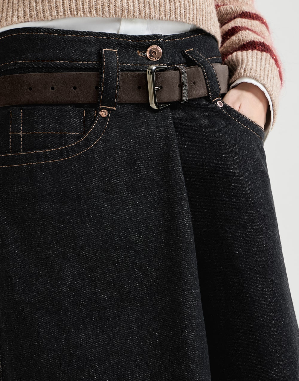 Five-Pocket-Rock aus Denim Schwarz Damen - Brunello Cucinelli