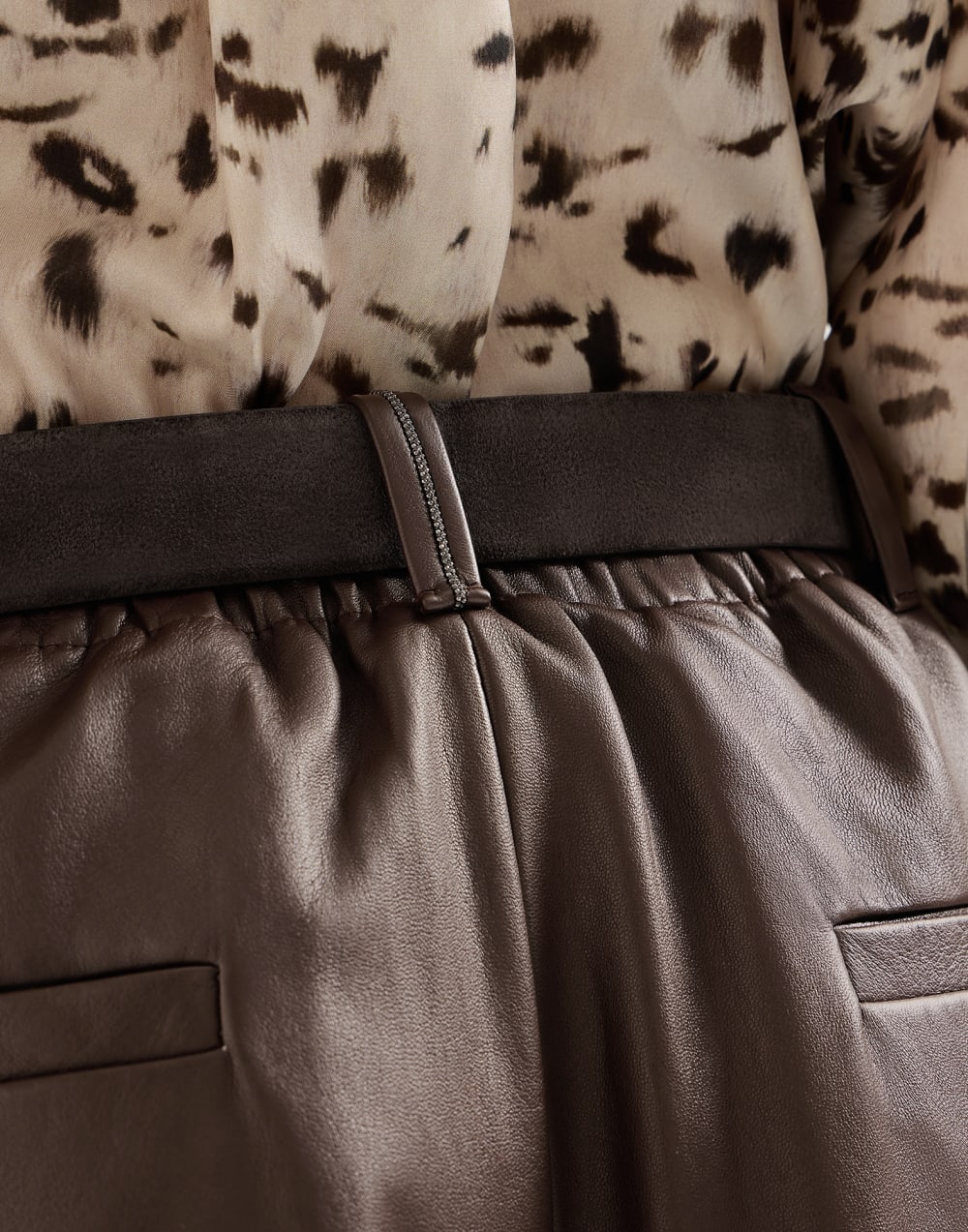 Nappa leather wide Bermuda shorts Rust Brown Woman - Brunello Cucinelli